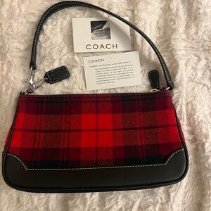 Vintage Coach Tartan handbag with Leather Trim